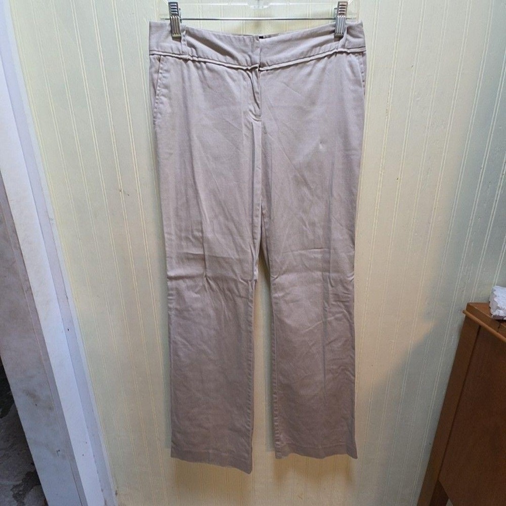 Attention Pants Womens 2 Beige Twill Khakis Flat Front Stretch Pockets Casual - Picture 1 of 8